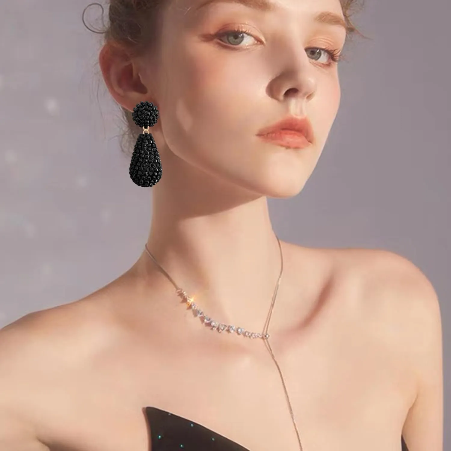 Bohemian Sparkly Crystal Teardrop Entanglement Lightweight Dangle Drop Earrings Handmade Dainty Geometry Wedding Stud Earrings For Women Jewelry Gifts