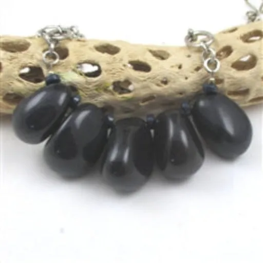 Bold Navy Blue Tagua Nut Statement Necklace