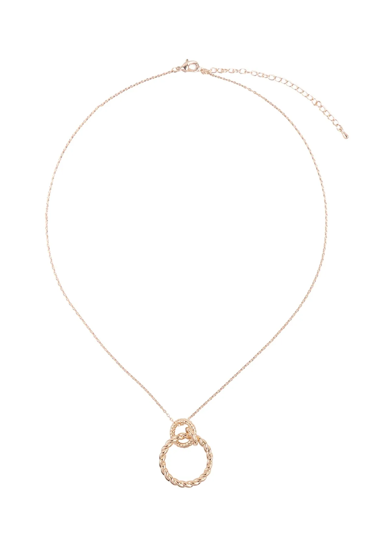 BOLD RING LINK PENDANT BRASS NECKLACE
