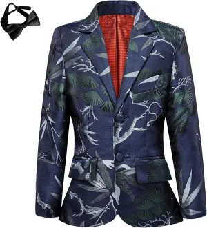 Boys Blazer Coat Slim Fit Jacket Formal Embroidery Suit Blazer for Kids Sport Coat Ring Bearer Outfit