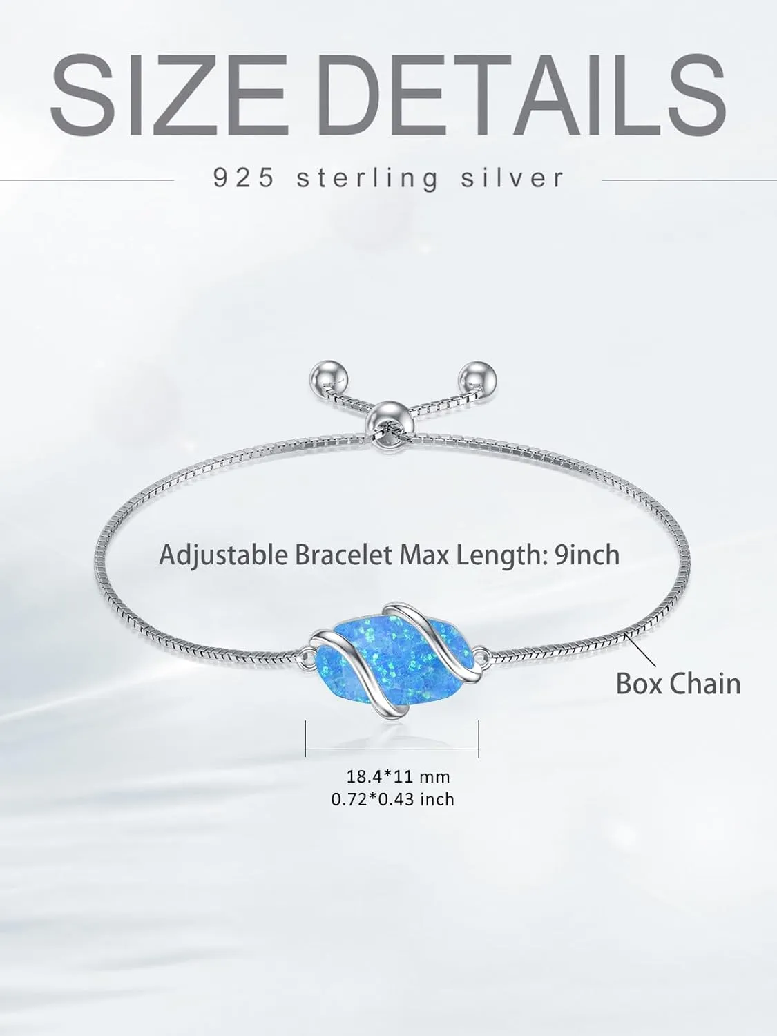 Bracelet for Women 925 Sterling Silver Dainty Simple Gemstone Link Bracelet Fine Jewelry Mothers Day Birthday Gifts for Mom Her (Fully Adjustable to 9 Inches)