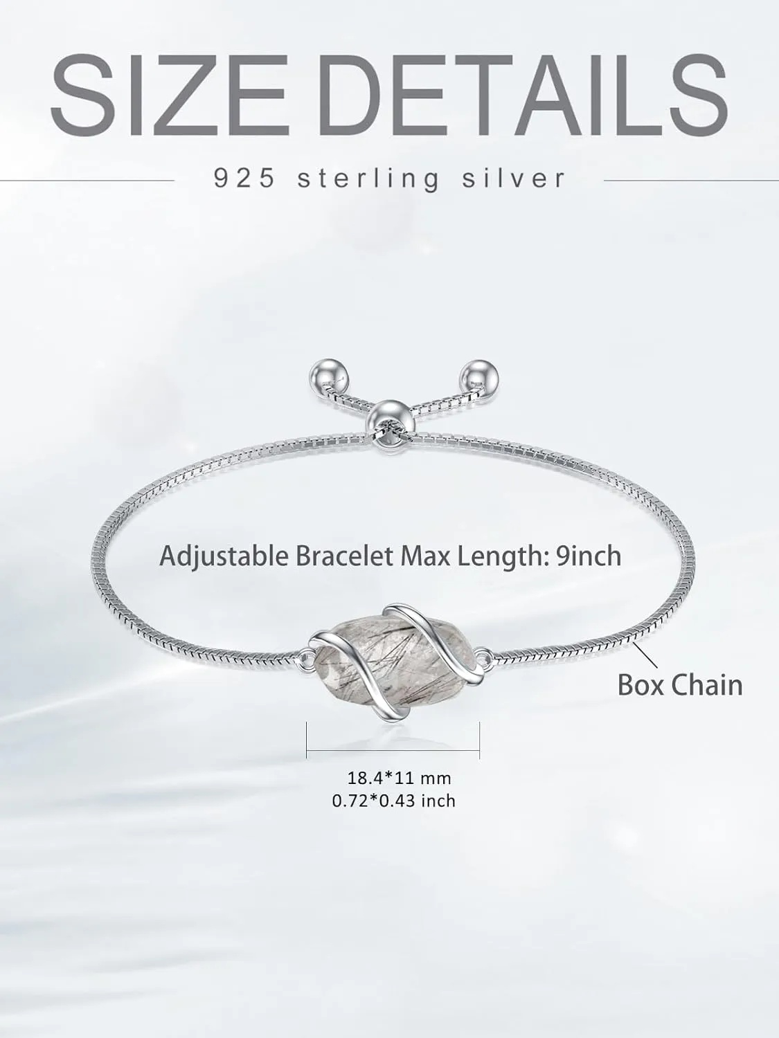 Bracelet for Women 925 Sterling Silver Dainty Simple Gemstone Link Bracelet Fine Jewelry Mothers Day Birthday Gifts for Mom Her (Fully Adjustable to 9 Inches)
