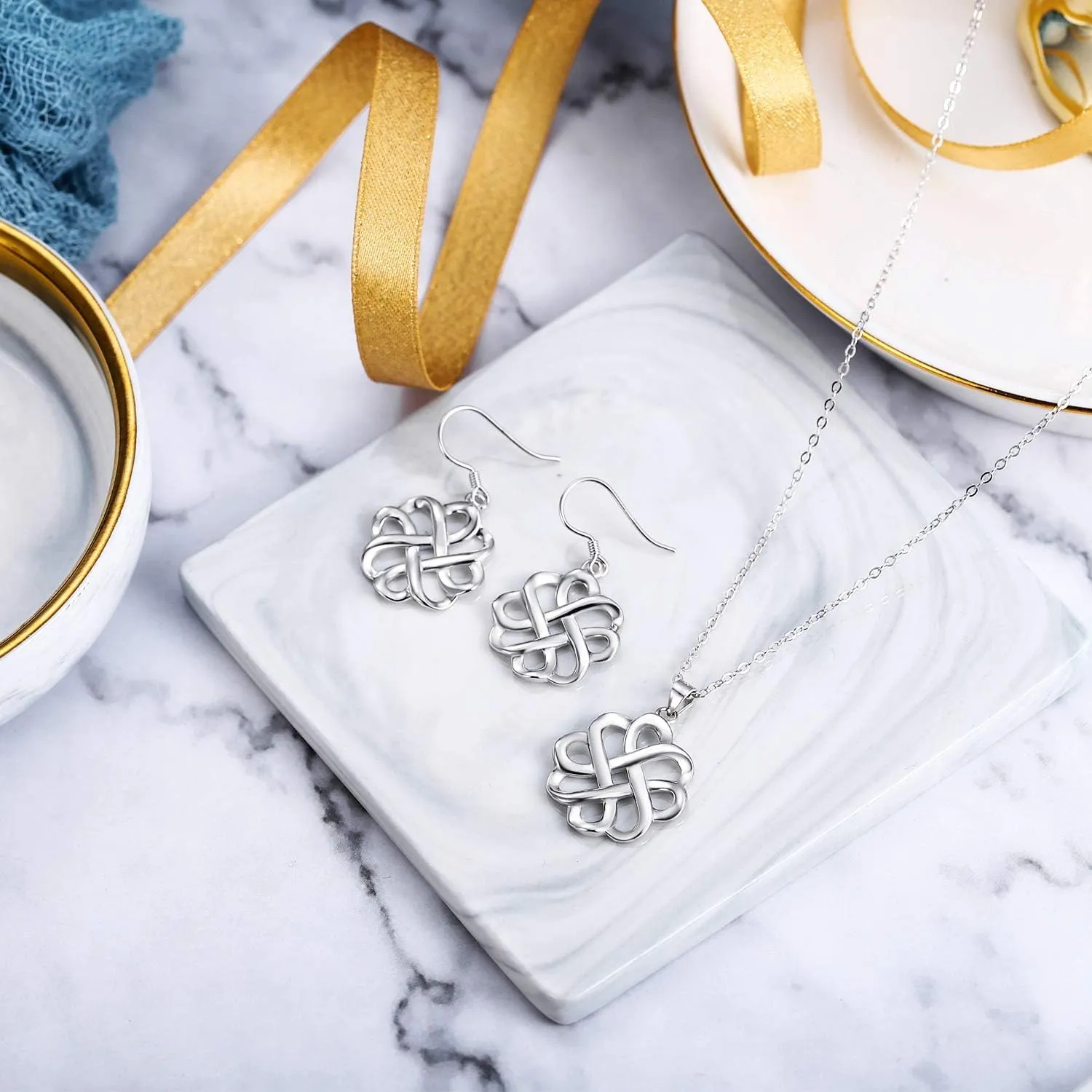 BriLove Gifts for Mom Women 925 Sterling Silver Endless Love Vintage Irish Celtic Knot Jewelery for Daily Wear/Mothers Day/Valentines Day/Birthday/Christmas/Anniversary