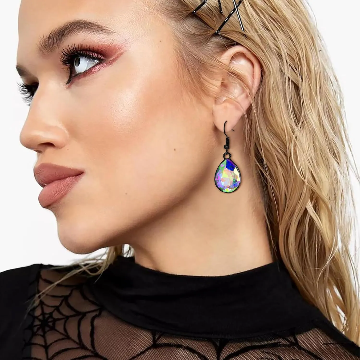 BriLove Women's Tribal Ethnic Crystal Chunky Statement Necklace Dangle Earrings Set