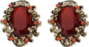 BriLove Women's Victorian Style Crystal Floral Scroll Cameo Inspired Oval Stud Earrings