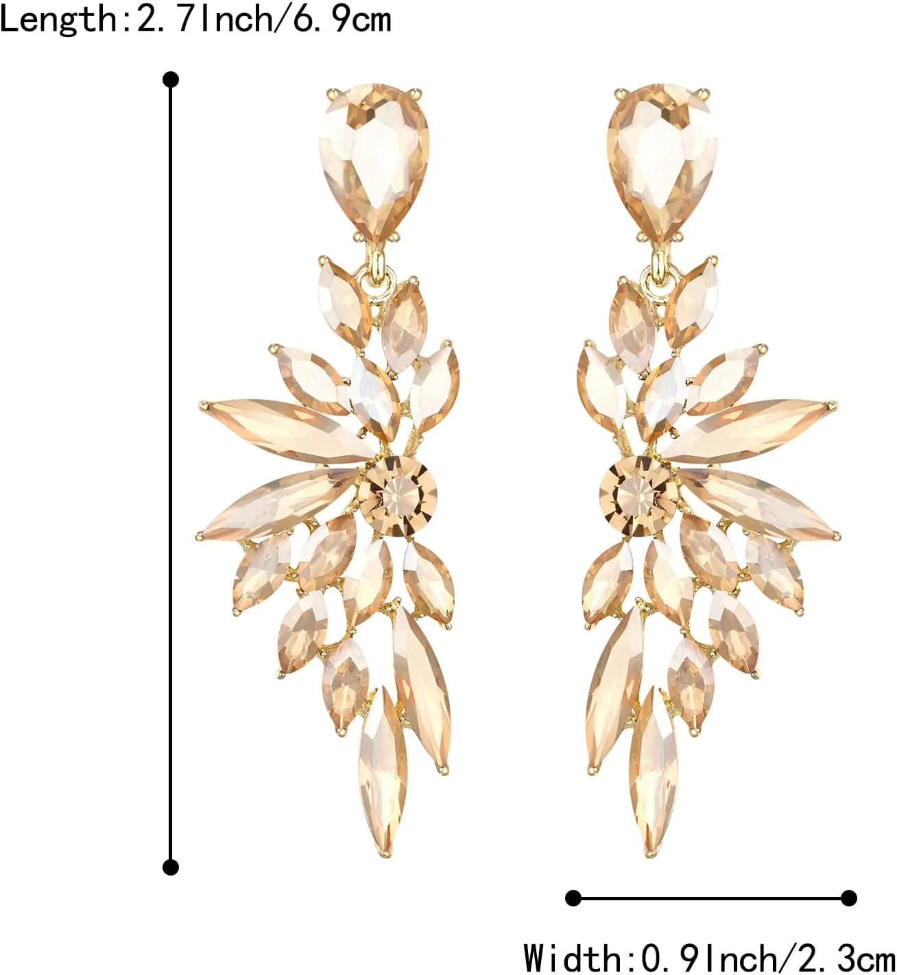 BriLove Women's Wedding Bridal Crystal Teardrop Multi Marquise Cluster Bling Dangle Earrings