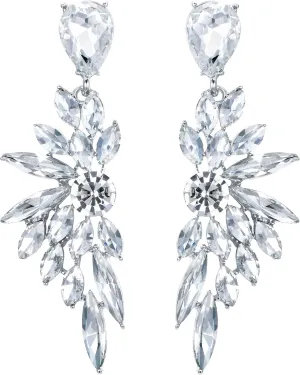BriLove Women's Wedding Bridal Crystal Teardrop Multi Marquise Cluster Bling Dangle Earrings