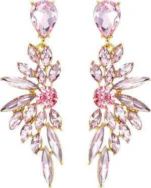 BriLove Women's Wedding Bridal Crystal Teardrop Multi Marquise Cluster Bling Dangle Earrings