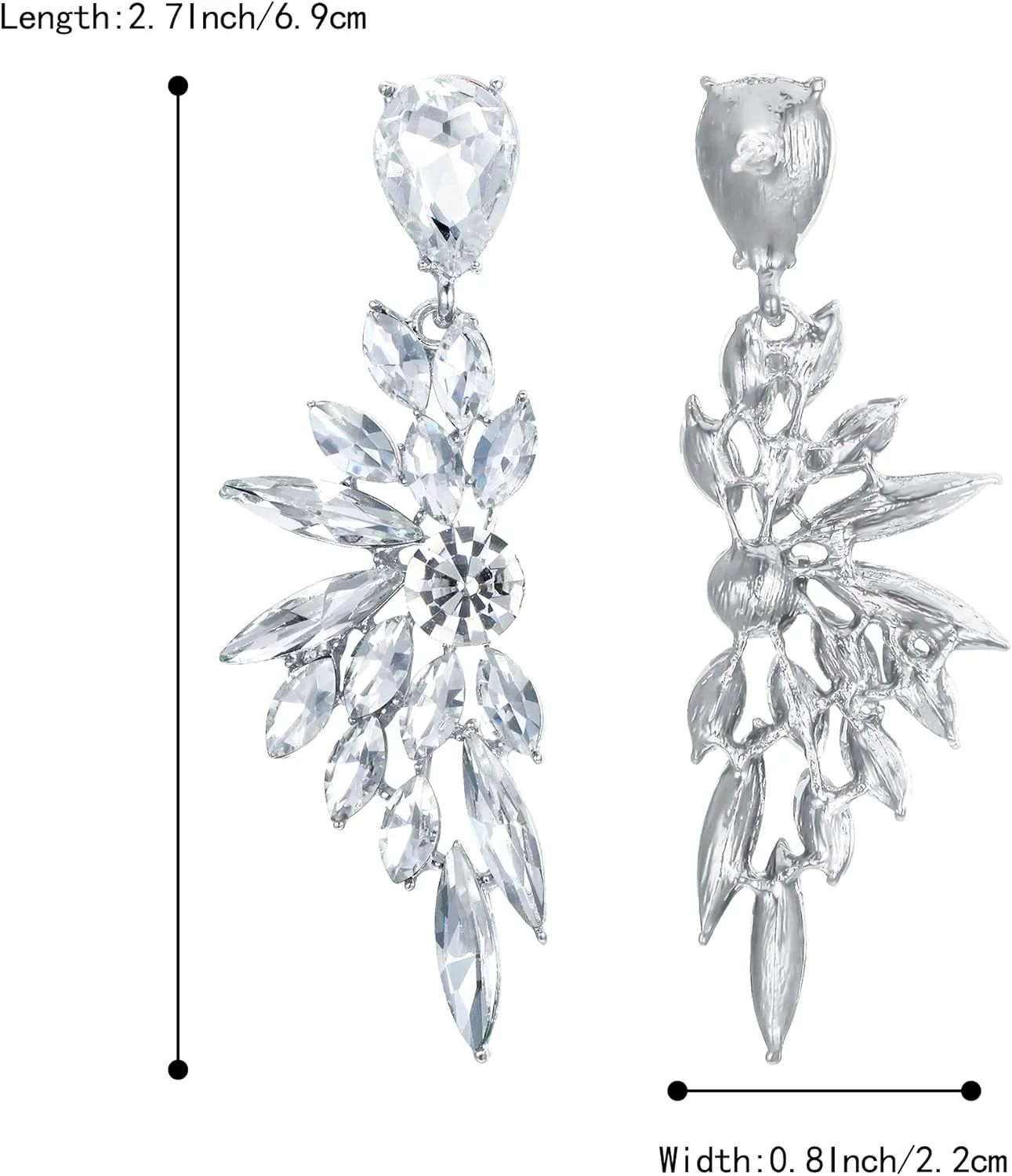 BriLove Women's Wedding Bridal Crystal Teardrop Multi Marquise Cluster Bling Dangle Earrings