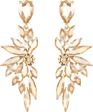 BriLove Women's Wedding Bridal Crystal Teardrop Multi Marquise Cluster Bling Dangle Earrings