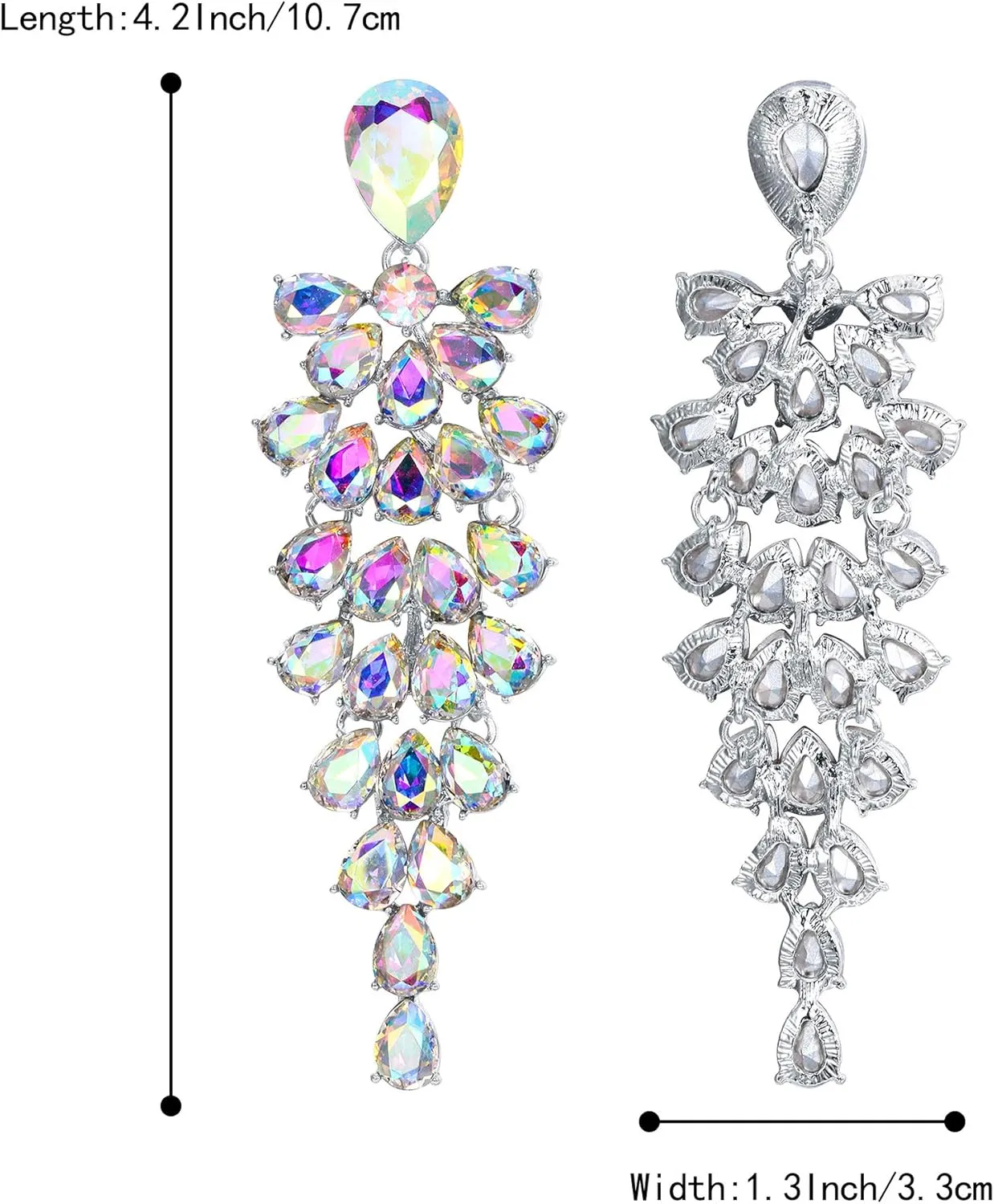 BriLove Women's Wedding Bridal Dangle Earrings for Party Prom Crystal Multi-Layer Teardrop Cluster Bling Earring