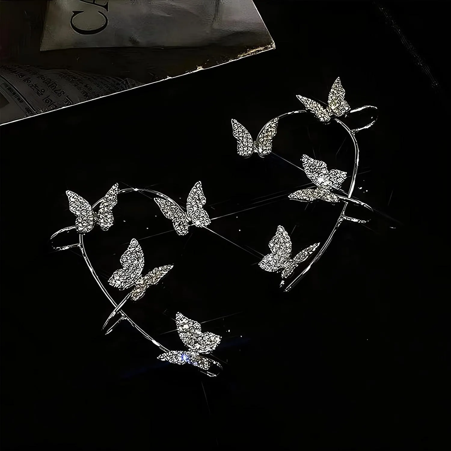 Butterfly Ear Cuffs Earrings for Women Climber Wrap Around Earrings Glitter Fairy Non-Piercing Ear Clip Fake Earrings Prom Party Bridal Wedding Jewelry