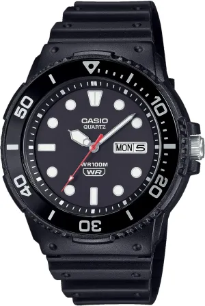 Casio MRW-230H Series | Black | Rotating Bezel | 100M Water Resistant | Day-Date Indicator | Analog Watch