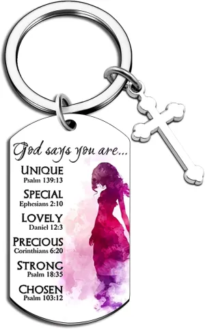 Catholic Gifts Cross Keychain Christian Gifts for Women Faith Based Gifts Inspirational Religious Gifts For Women Key Chains Scripture Gifts For Women Bible Verse Godly Gifts for Women