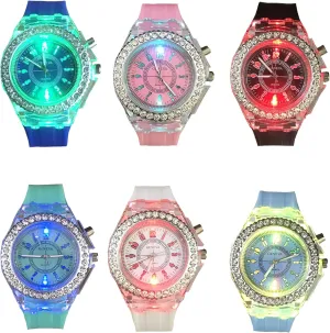 CdyBox Silicone Bling Women Men Watch LED Luminous Colorful Lights Sport Watches (6 Pack)
