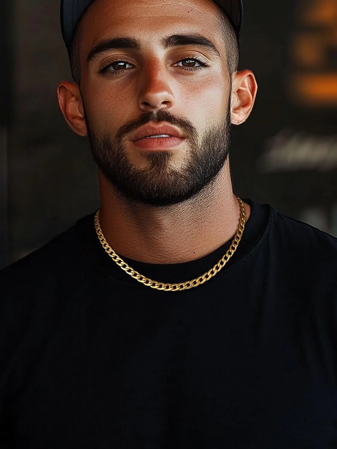 ChainsPro Mens Sturdy Cuban Chain Necklace, 4/5/6/9/12/13/15 MM Width, 14" 18" 20" 22" 24" 26" 28" 30" Length, Hip-Hop Cool Style, 316L Stainless Steel/18K Gold Plated/Black-With Gift Box
