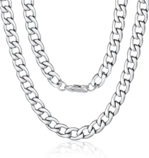 ChainsPro Mens Sturdy Cuban Chain Necklace, 4/5/6/9/12/13/15 MM Width, 14" 18" 20" 22" 24" 26" 28" 30" Length, Hip-Hop Cool Style, 316L Stainless Steel/18K Gold Plated/Black-With Gift Box