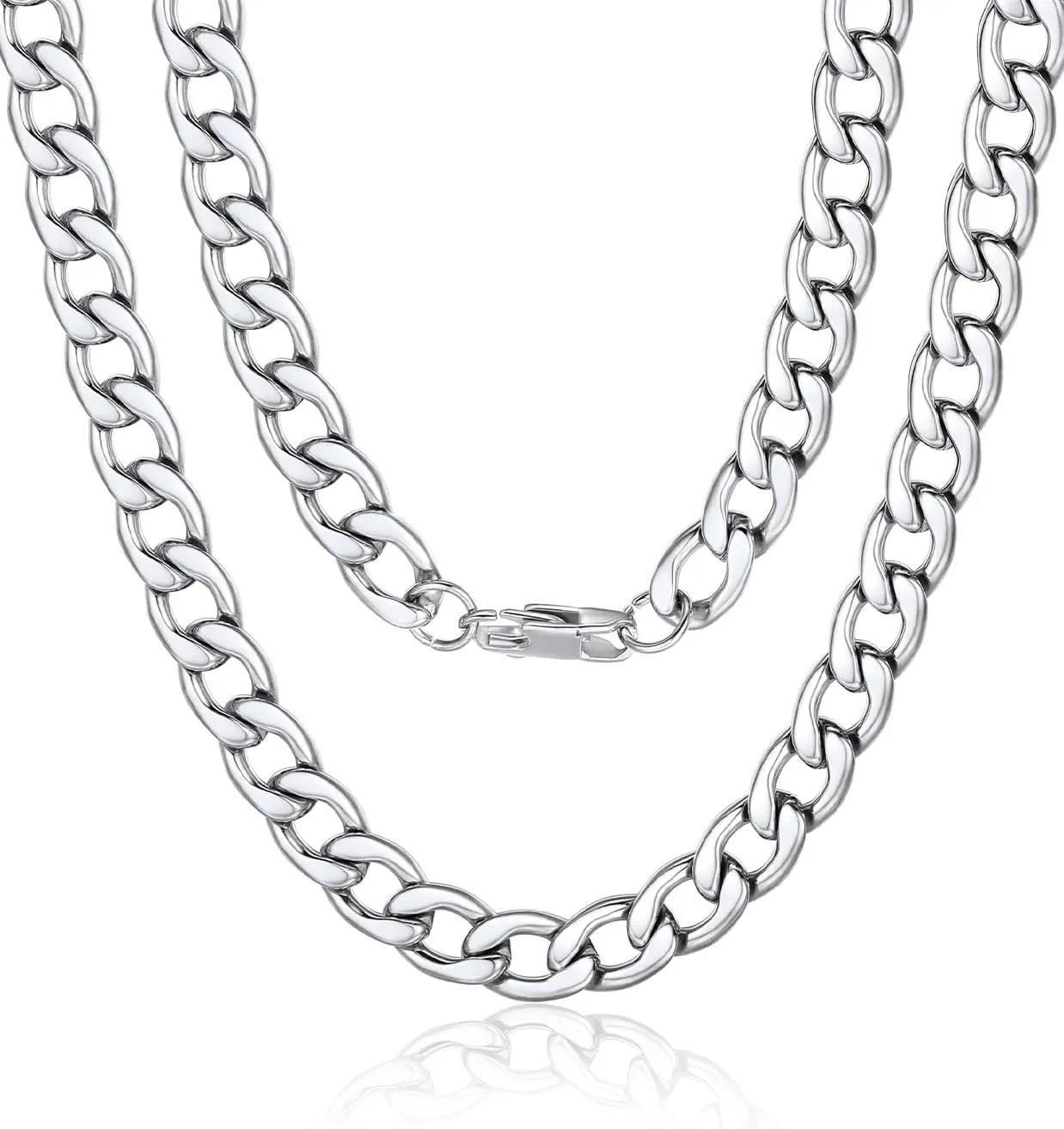 ChainsPro Mens Sturdy Cuban Chain Necklace, 4/5/6/9/12/13/15 MM Width, 14" 18" 20" 22" 24" 26" 28" 30" Length, Hip-Hop Cool Style, 316L Stainless Steel/18K Gold Plated/Black-With Gift Box