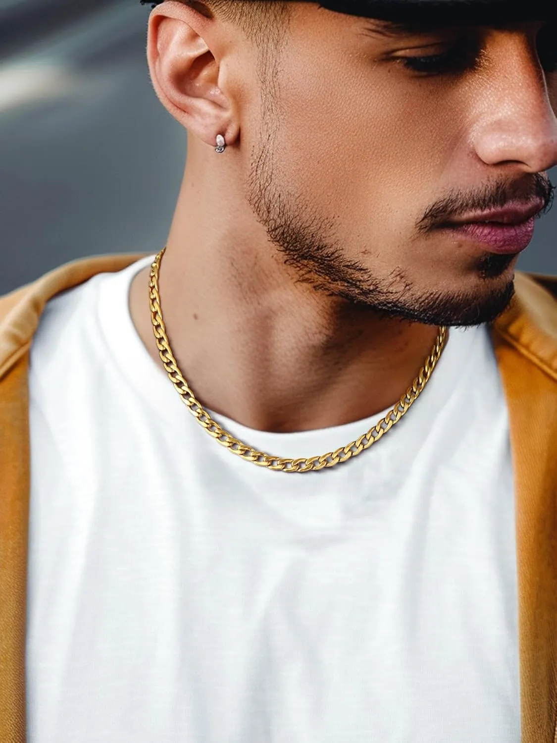 ChainsPro Mens Sturdy Cuban Chain Necklace, 4/5/6/9/12/13/15 MM Width, 14" 18" 20" 22" 24" 26" 28" 30" Length, Hip-Hop Cool Style, 316L Stainless Steel/18K Gold Plated/Black-With Gift Box
