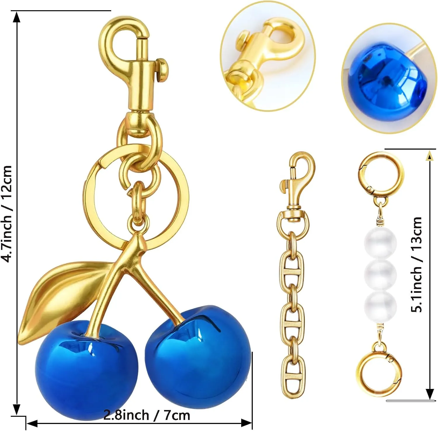 Cherry Keychain cherry Bag Charm Keychain Accessories Gifts for Women Purse Bag Charms Extender Chain for Handbags
