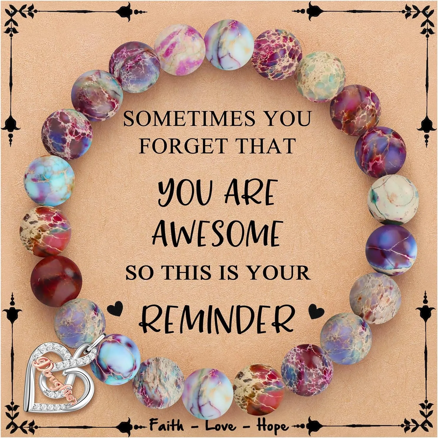       Christmas Birthday Gifts for Sister Daughter Granddaughter Grandma, Natural Colorful Imperial Jasper Bracelet for Mom Wife Nana Aunt