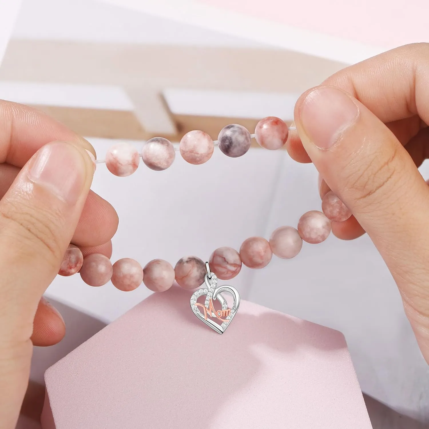        Christmas Birthday Gifts for Sister Daughter Granddaughter Grandma, Natural Colorful Imperial Jasper Bracelet for Mom Wife Nana Aunt