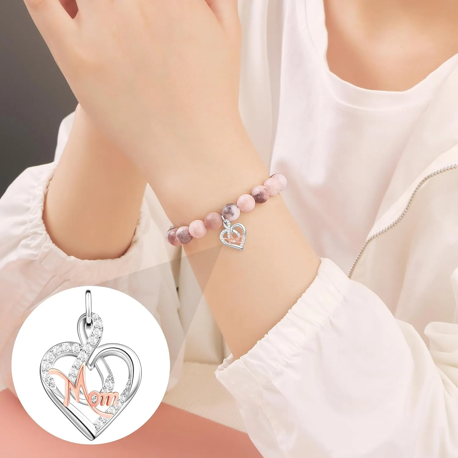        Christmas Birthday Gifts for Sister Daughter Granddaughter Grandma, Natural Colorful Imperial Jasper Bracelet for Mom Wife Nana Aunt