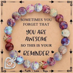        Christmas Birthday Gifts for Sister Daughter Granddaughter Grandma, Natural Colorful Imperial Jasper Bracelet for Mom Wife Nana Aunt