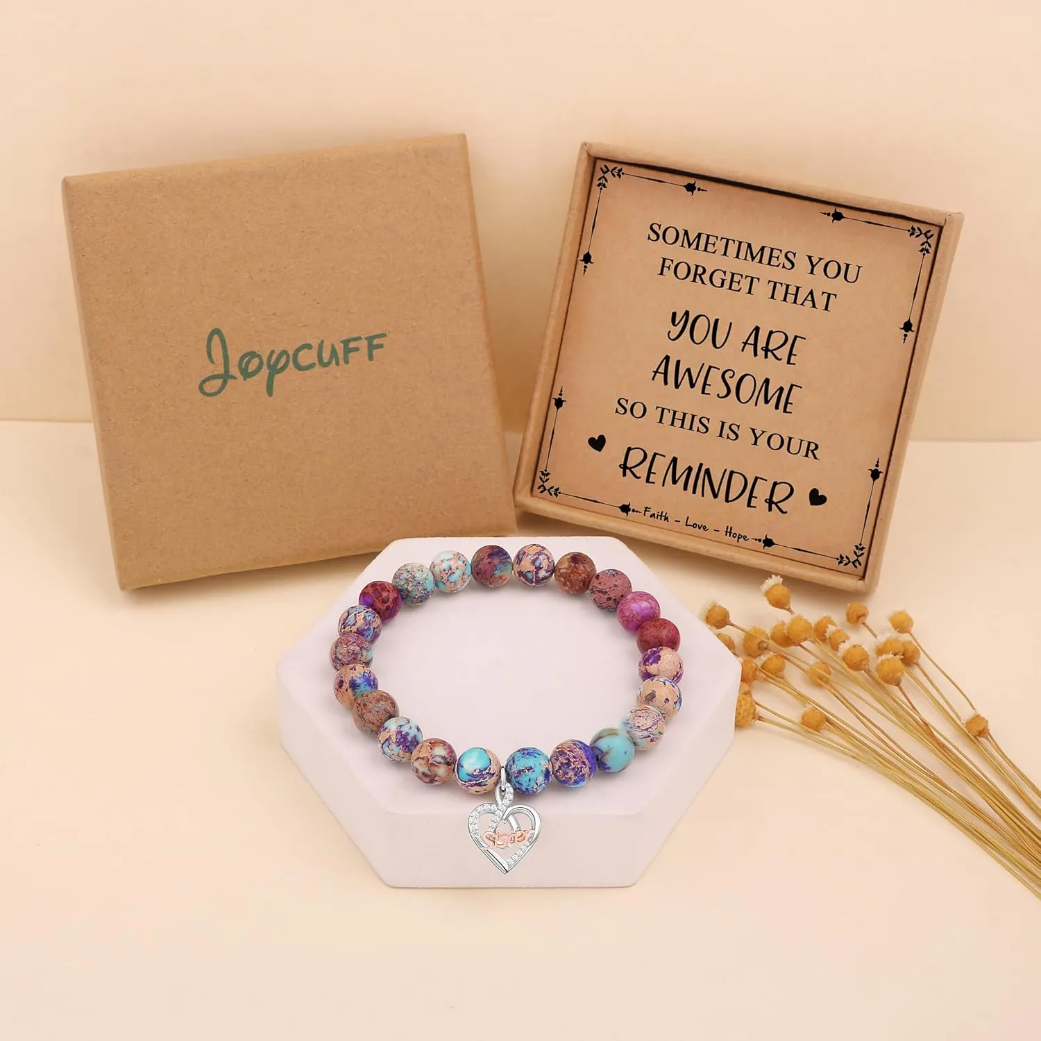        Christmas Birthday Gifts for Sister Daughter Granddaughter Grandma, Natural Colorful Imperial Jasper Bracelet for Mom Wife Nana Aunt