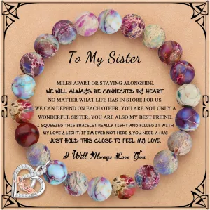        Christmas Birthday Gifts for Sister Daughter Granddaughter Grandma, Natural Colorful Imperial Jasper Bracelet for Mom Wife Nana Aunt