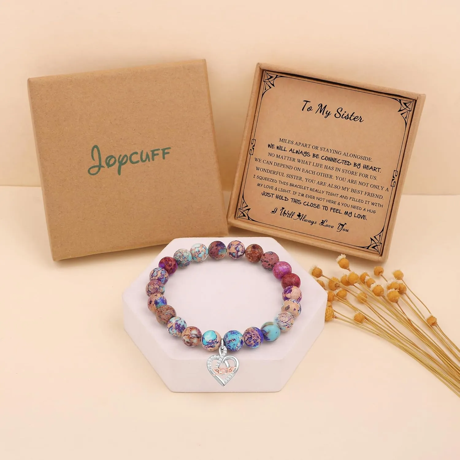       Christmas Birthday Gifts for Sister Daughter Granddaughter Grandma, Natural Colorful Imperial Jasper Bracelet for Mom Wife Nana Aunt