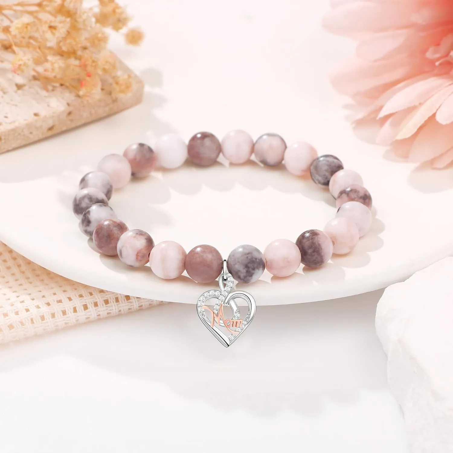        Christmas Birthday Gifts for Sister Daughter Granddaughter Grandma, Natural Colorful Imperial Jasper Bracelet for Mom Wife Nana Aunt