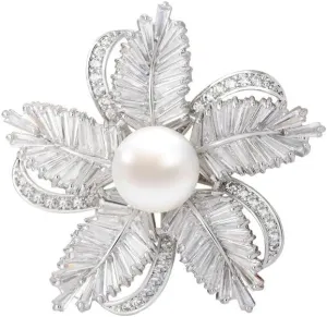 Christmas Poinsettia Brooch for Women Pearl Poinsettia Brooches Lapel Pin Poinsettia Flower Jewelry Gifts Dress Accessories for Women