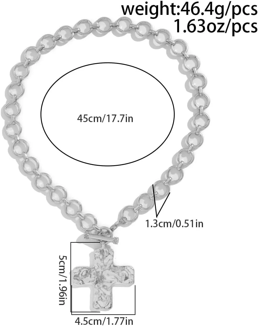 Chunky Cross Pendant Necklace Fashion Gold Cross Layered Choker Necklace Christian Gifts Faith Jewelry for Women