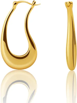 Chunky Gold Hoop Earrings for Women, 18k Gold Plated Hoop Earrings Trendy Chunky Gold Hoops Earrings Hypoallergenic Dainty Gold Jewelry for Women