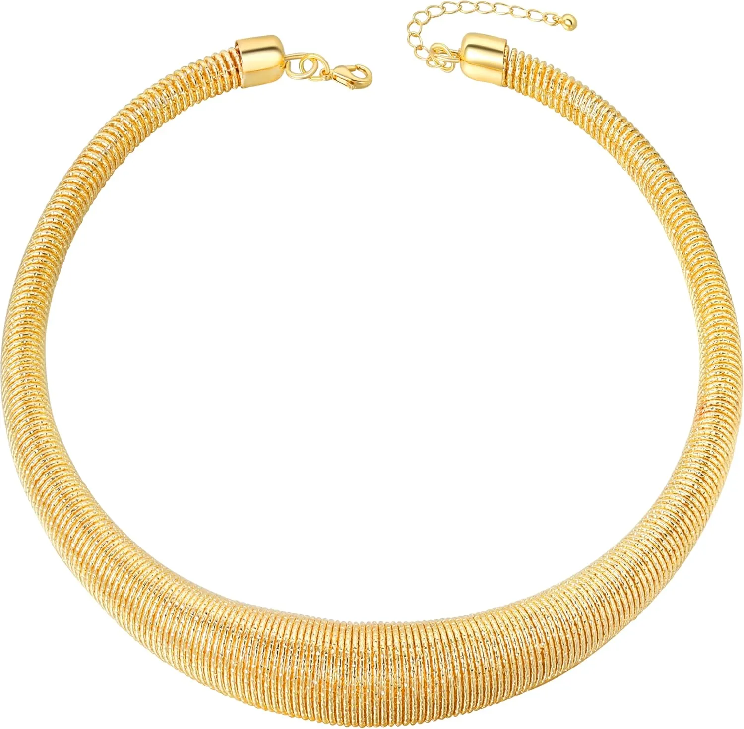 Chunky Statement Choker Necklace for Women, Gold Stainless Steel Snake Chain Collar Necklace,Adjustable Chain Jewelry