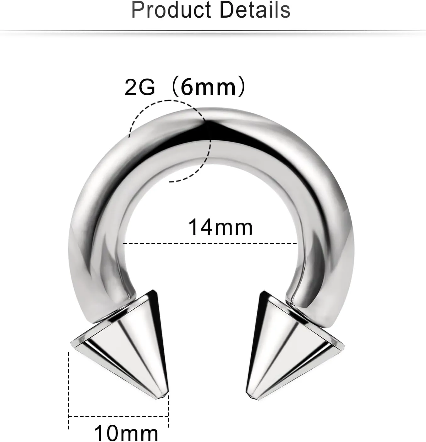 Cisyozi 6G 8G Titaniumm Septum Rings Spike Gauges Tunnels Earrings Stretching kit Hypoallergenic Medical Implant Septum Nose Lip PA Ring Hoop Earring Piercing Jewelry Women Men 12mm 14mm 16mm