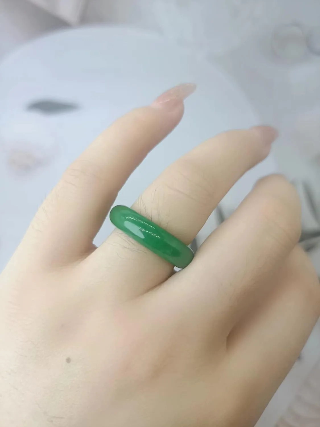 CJIAYUJEW Jade Rings for Women,Good Luck Green Jade Rings for Men,Size 6-12