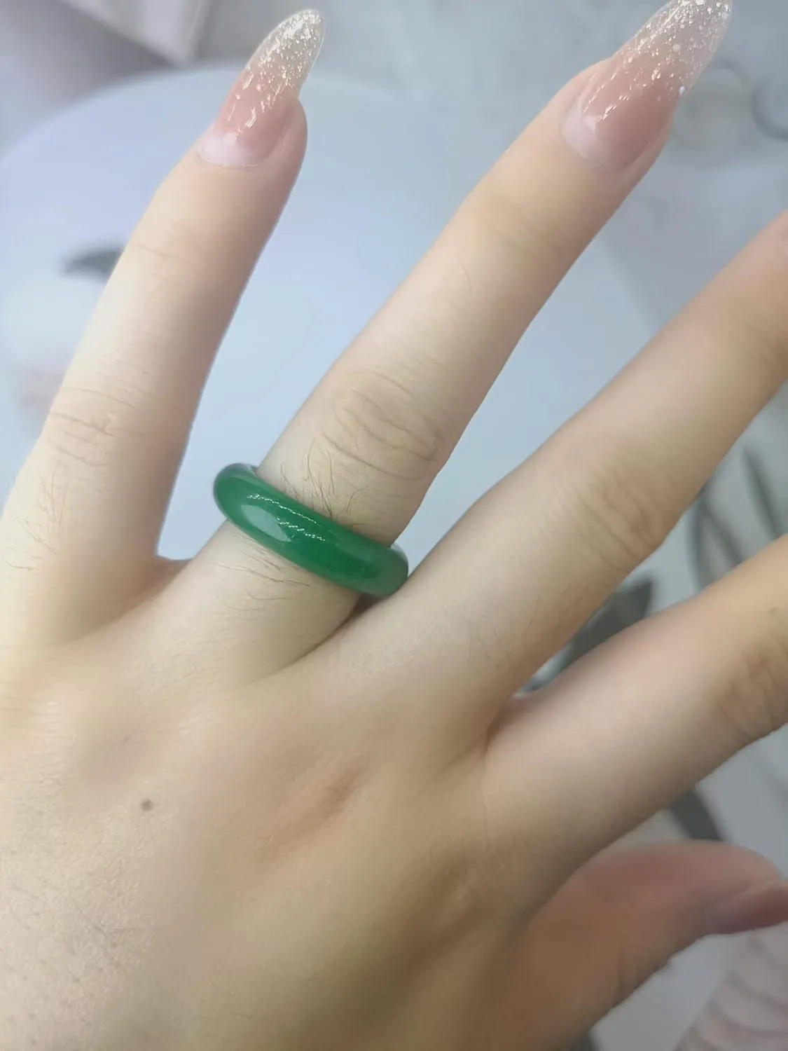 CJIAYUJEW Jade Rings for Women,Good Luck Green Jade Rings for Men,Size 6-12