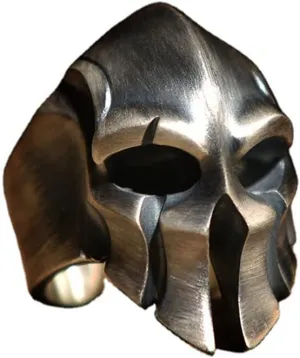 Classic Men's Ring Ring for Men, Silver Spartan Knight Helmet Ring Open Punk Rock Skull Ring, Vintage Brass Skull Bone Adjustable Ring, Hip Hop Halloween Biker Ring, Viking Skull Jewelry Gift for Men