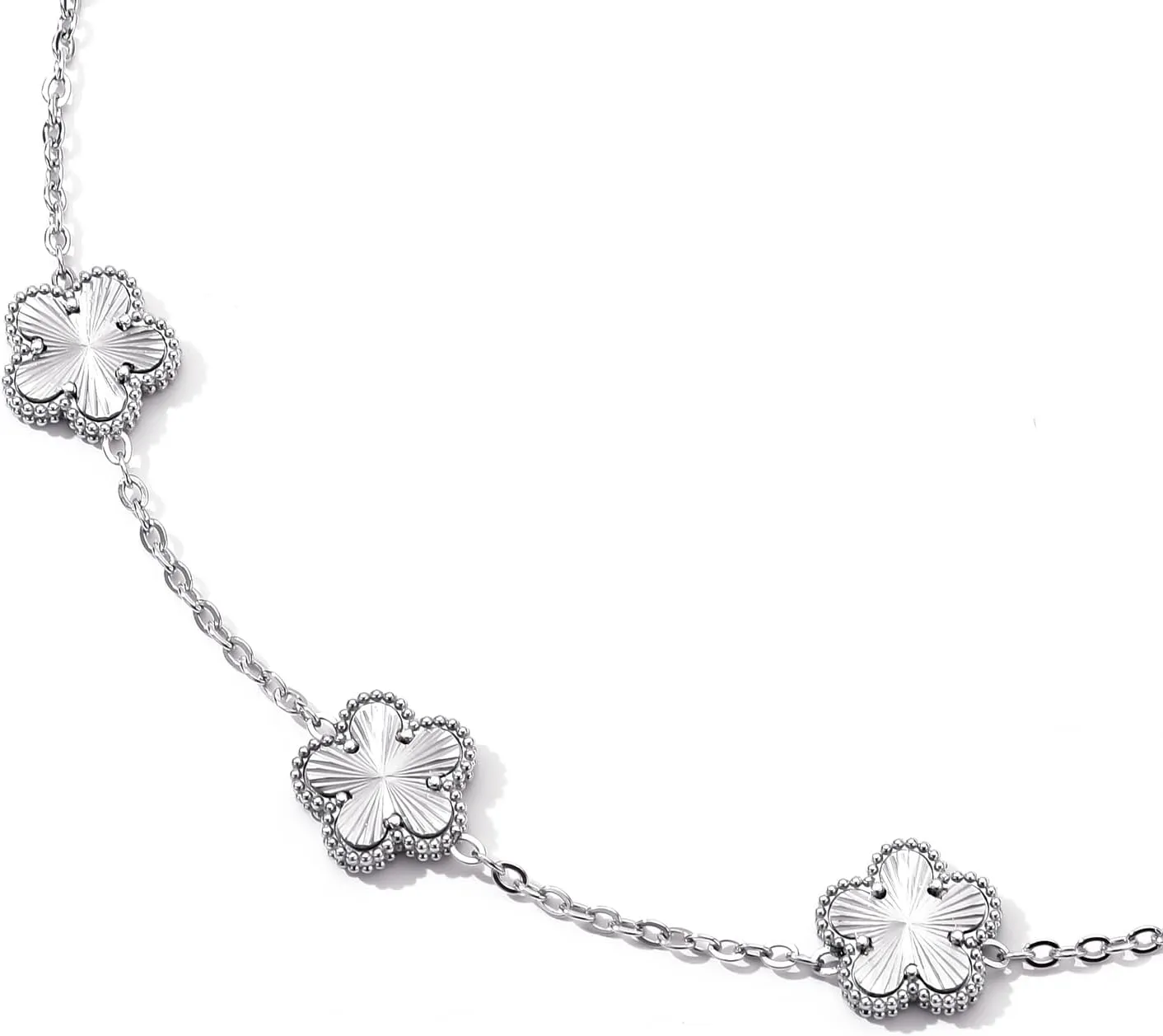 Clover Neckalce Bracelet Earring Set for Women 14K Gold Plated Stainless Steel Four Leaf Clover Jewelry Set