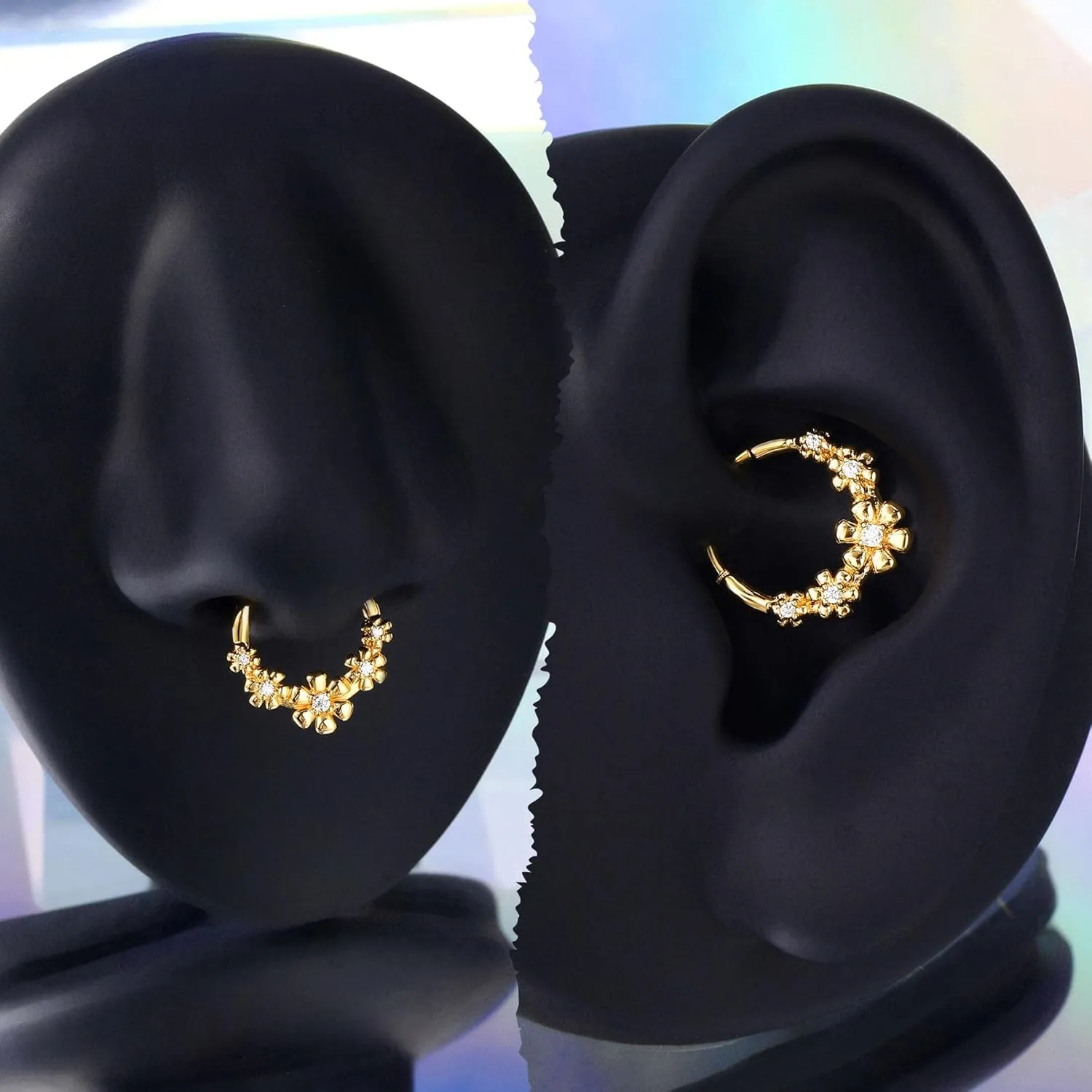 CM Crareesi Mania Cute Septum Rings 316L Surgical Steel Daith Piercing Jewelry for Women 16G Small Septum Jewelry Helix Piercing Jewelry Daith Earrings