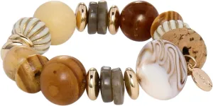 Coiris Multi Beaded Statement Bracelet Wooden Acrylic Beads Stretch Chunky Beads Bracelet for Wome Gift(BR-1215-Orange Mix)