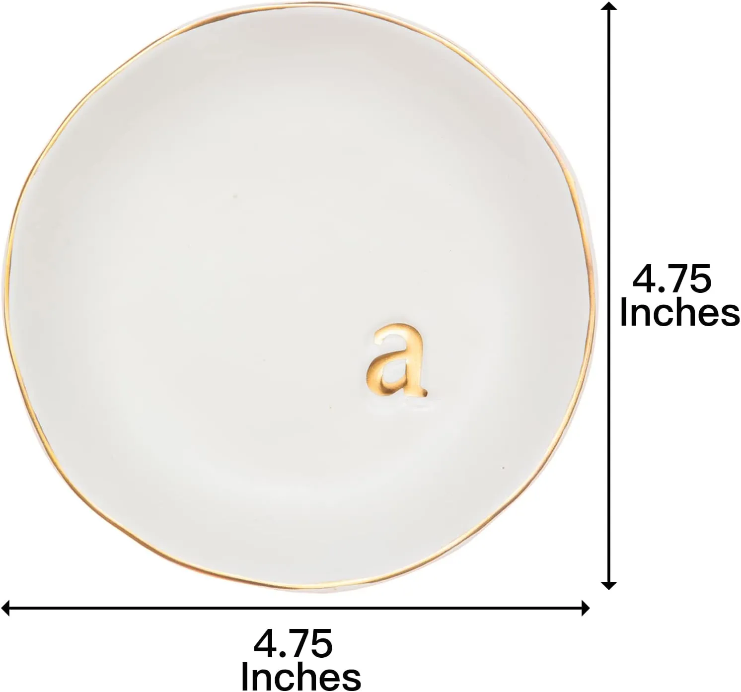COLLECTIVE HOME - Ceramic Jewelry Tray, Decorative Trinket Dish for Rings Earrings Necklaces Bracelet Watch Keys, Birthday Mother's Day for Women, 4.75", White Surface (A)