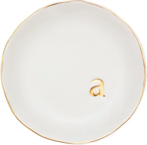 COLLECTIVE HOME - Ceramic Jewelry Tray, Decorative Trinket Dish for Rings Earrings Necklaces Bracelet Watch Keys, Birthday Mother's Day for Women, 4.75", White Surface (A)