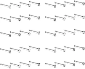 COLORFUL BLING 40 Pcs Set 20G Nose Rings for Women Men Multicolor 5A CZ Corkscrew Nose Studs L Shaped Nose Rings Stainless Steel Nose Piercing Jewelry