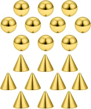 COLORFUL BLING Fake Eyebrow Nose Lip Ring Labret Studs Stainless Steel Replacement Balls Spike with 20pcs Sticker Non-Piercing Body Jewelry Fake Skin Sticker Piercing