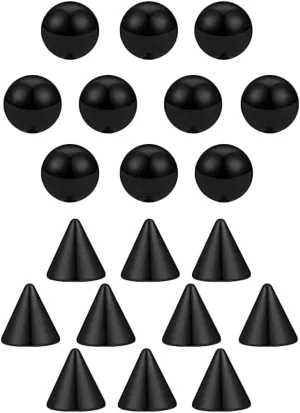 COLORFUL BLING Fake Eyebrow Nose Lip Ring Labret Studs Stainless Steel Replacement Balls Spike with 20pcs Sticker Non-Piercing Body Jewelry Fake Skin Sticker Piercing