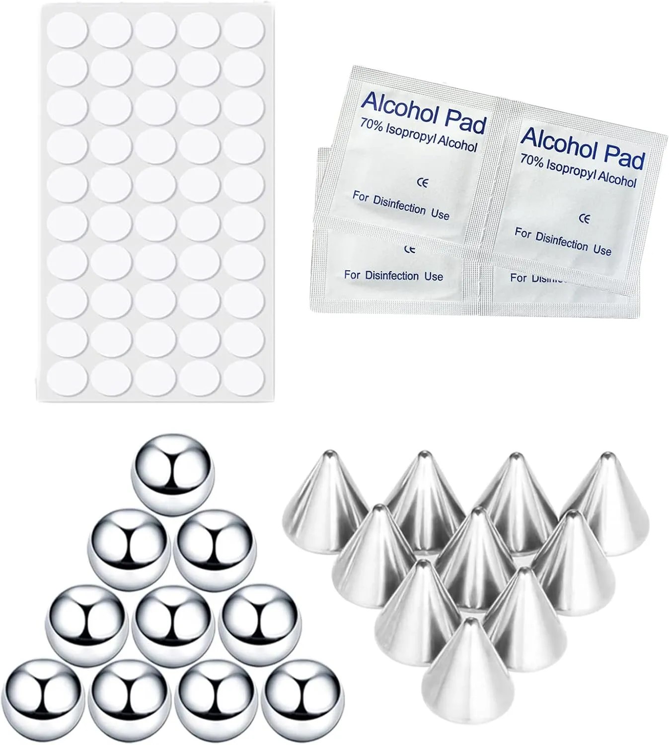 COLORFUL BLING Fake Eyebrow Nose Lip Ring Labret Studs Stainless Steel Replacement Balls Spike with 20pcs Sticker Non-Piercing Body Jewelry Fake Skin Sticker Piercing