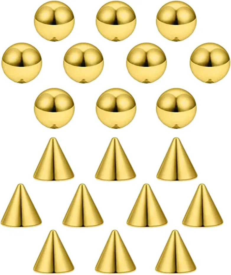 COLORFUL BLING Fake Eyebrow Nose Lip Ring Labret Studs Stainless Steel Replacement Balls Spike with 20pcs Sticker Non-Piercing Body Jewelry Fake Skin Sticker Piercing